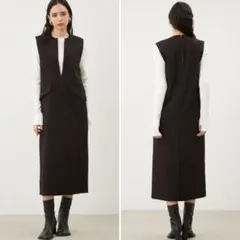 美品 Mila Owen リブニットキーネックレイヤードワンピース