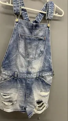 ZARA デニムブルー ショートオーバーオール　サロペット