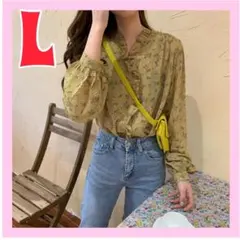 最終値下げ L 花柄 フリルブラウス フラワーパターン 春夏 韓国 レディース