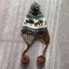 ボンボンニット帽 耳あてつき 内側ボア