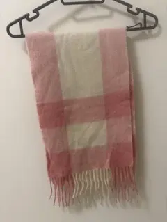 FURLA チェック柄マフラー ピンク/クリーム　ストール　カシミヤ