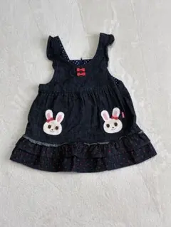 MIKI HOUSE うさぎ刺繍 ジャンバースカート 80