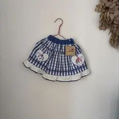 新品　アンパンマン ギンガムスカート　90 青　ドキンちゃん　コキンちゃん