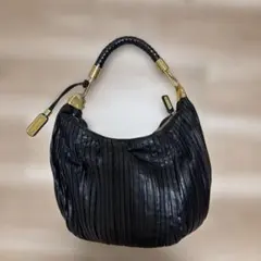 MICHAEL KORS 黒ゴールド天然皮革レザートートバッグ