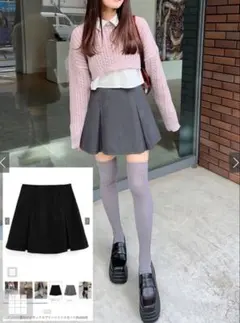 GRL インパン裏地付きボックスプリーツミニスカート[fo2063]