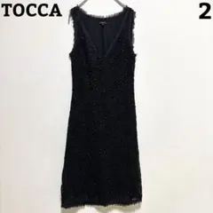 TOCCA ノースリーブ ワンピース 膝丈 黒 ブラック 2 レース フォーマル