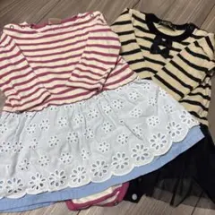 petit main ストライプ　ワンピース 70 他1枚