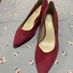 ピンク スエード ポインテッドトゥパンプス 中ヒール