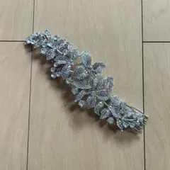 ウエディング　シルバー 花モチーフ ヘッドドレス