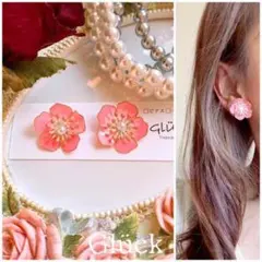 No.625  ハンドメイド ピアス イヤリング ネモフィラ ピンク