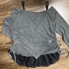 2点セット　グレー オフショルダー 長袖トップス