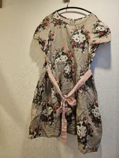 花柄ミニワンピース フェリシモ ＆sloe フラワーブーケワンピース リネン混のサムネイル