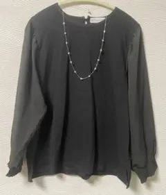 未使用！SEASON REASON ☆異素材カットソー　七分袖　黒　LL 送込