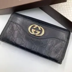 早い者勝ち GUCCI グッチ 長財布 二つ折り インターロッキングG シマ