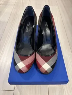 【ほぼ未使用】ブルーレーベル　チェック柄パンプス　23.5㎝　日本製