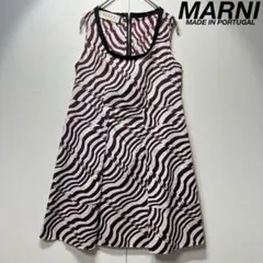 希少 マルニ 上質 総柄 Aライン フレア デザイン ノースリーブ ワンピースのサムネイル