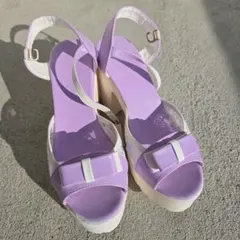 レディース　サンダル　リボン　レース　厚底