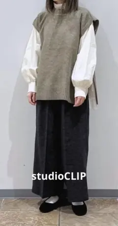 studioCLIP 綿麻クロップドワイドパンツ