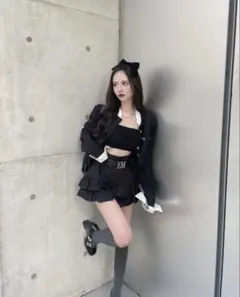 elmyu　裾フリルティアードスカート　ベルト付き