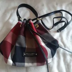 BLUE LABELクレストブリッジ チェック柄 巾着型ショルダーバッグ