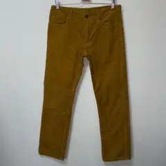 ユニクロ　マスタード　コーデュロイ　パンツ　カジュアル　シンプル　33サイズ