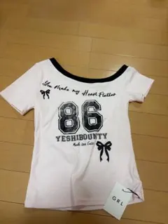 GRL 配色ナンバーロゴワンショルダートップス