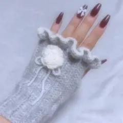 アームウォーマー 手袋 薔薇 編み物 かぎ編み かぎ針編み ハンドメイド