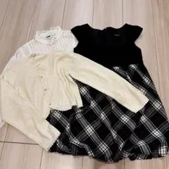 COMME CA ISM ワンピース120 フリル襟ブラウス130三点セット