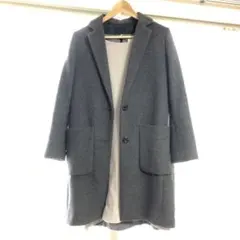 チェスターコート 膝丈ワンピース グレー