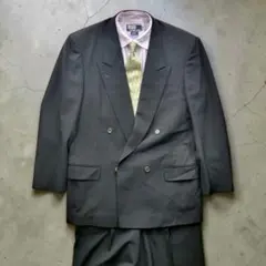 美品 Vintage ダブルブレストセットアップ　ブラックスーツ オーバーサイズ