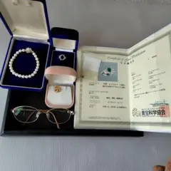 121【遺品整理・生前整理】刻印あり　指輪　宝石鑑定書つきエメラルド　イヤリング