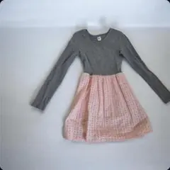 GapKids 長袖ワンピース 130cm M(8) グレー ピンク 異素材