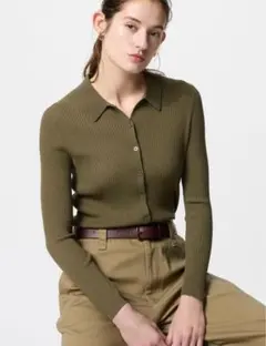 UNIQLO ユニクロ リブポロカーディガン M