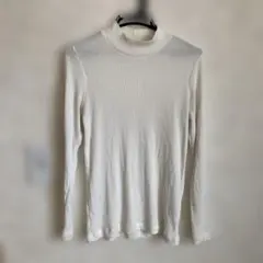 UNIQLO リブ編み ハイネック Tシャツ L ホワイト