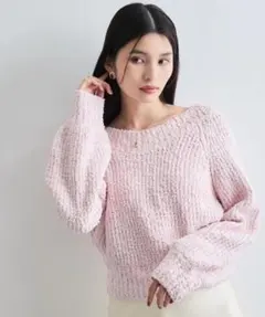 ユルネックポコポコヤーンニットプルオーバー