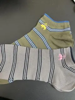 ストライプソックス オリーブグリーン グレー