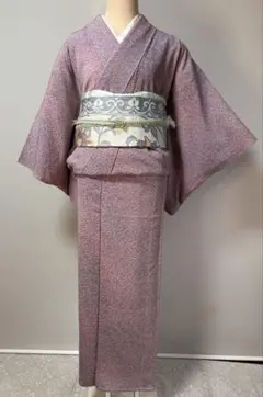 夏着物　絽縮緬　単衣小紋　裄66身丈153 横縞　グラデ　幾何学模様