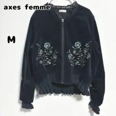 axes femme スカジャン M ネイビー 刺繍 花柄 アクシーズファム 春のサムネイル