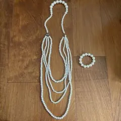 ホワイトパール ネックレス ブレスレットセット