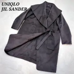 ユニクロ +J ジルサンダー カシミヤ混 ラップコート グレー ノーカラー
