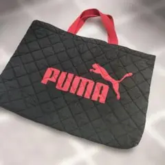 PUMA キルティングトートバッグ 黒/赤