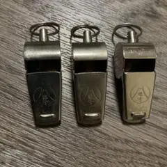 レトロ　銀峰のステンレス製ホイッスル3個　 コルク玉仕様　ヴィンテージ