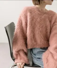 mystic ピンク 長袖ニット フリーサイズ