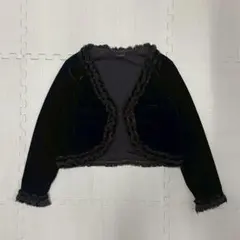 高級感 カーディガン フリル付き ボレロブラック 黒 ドレス レース 結婚式