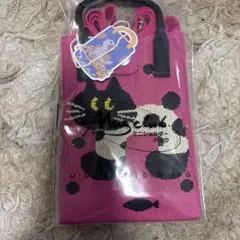 猫デザイン スマホショルダーバッグ ピンク
