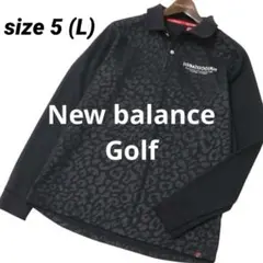 New balance Golf ニューバランスゴルフ 長袖ポロシャツ 黒系総柄