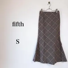 fifth（S）マーメイドスカート　チェック　ブラウン　細見え　上品