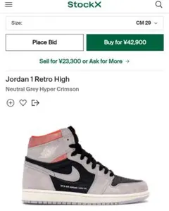 ナイキ2019年エアジョーダンAIR JORDAN 1ハイパークリンゾン29㎝