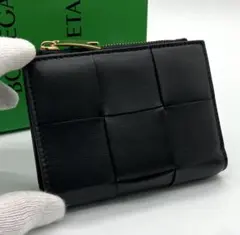 ⭐️極美品 ボッテガ ヴェネタ カセット イントレチャート 二つ折り財布 ブラック