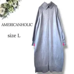 AMERICANHOLIC ニットロングワンピース L グレー ゆったり 954